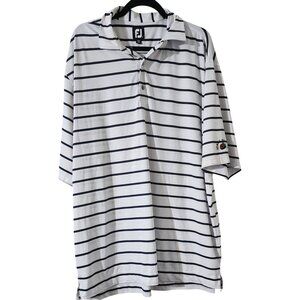 Footjoy Mens Striped Golf Polo Shirt Size 2X White & Navy